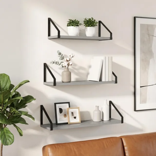 vidaXL Wandschappen 3 st Grijs Sonoma 60 x 16 x 15,5 cm