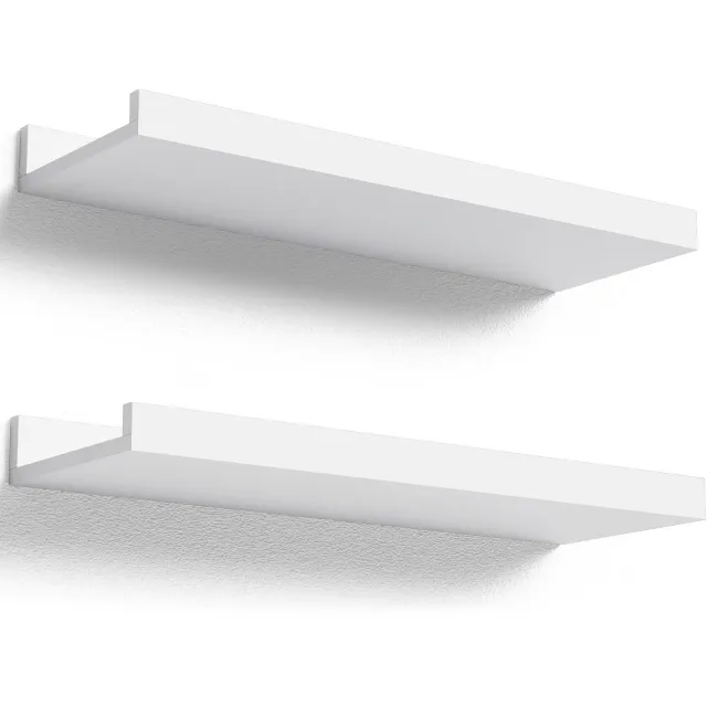 Flintry Wandplank - 40 x 13 cm - Houten zwevende plank / fotoplank - voor fotolijsten en decoratie. Geschikt voor woonkamer, kinderkamer, slaapkamer en keuken wit