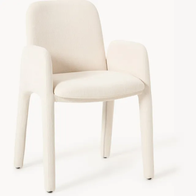 Westwing Collection Gestoffeerde eetkamerstoel Selena met armleuningen Beige
