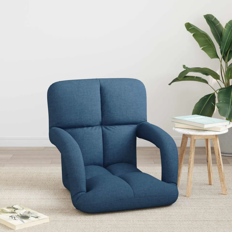 vidaXL Verstelbare vloerstoel met armleuning 5 Posities Stof blauw, foto 3