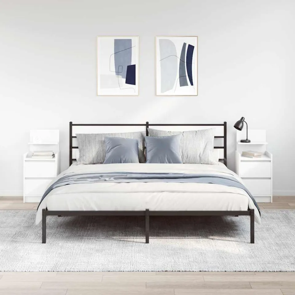 vidaXL Nachtkastjes met 2 lades 2 st 38x34x80 cm wit, foto 3