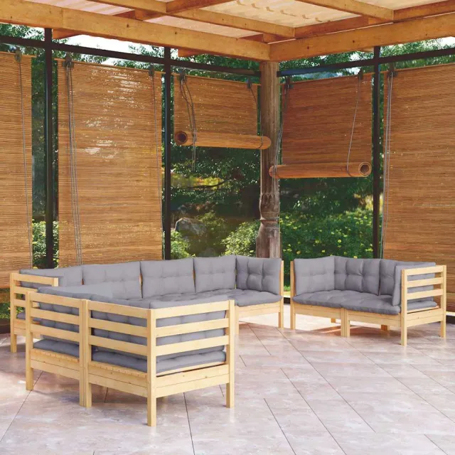 vidaXL 8-delige Loungeset met grijze kussens grenenhout grijs, foto 2