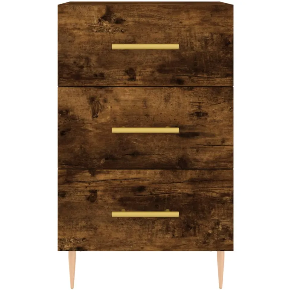 vidaXL Nachtkastje 40x40x66 cm bewerkt hout gerookt eikenkleurig