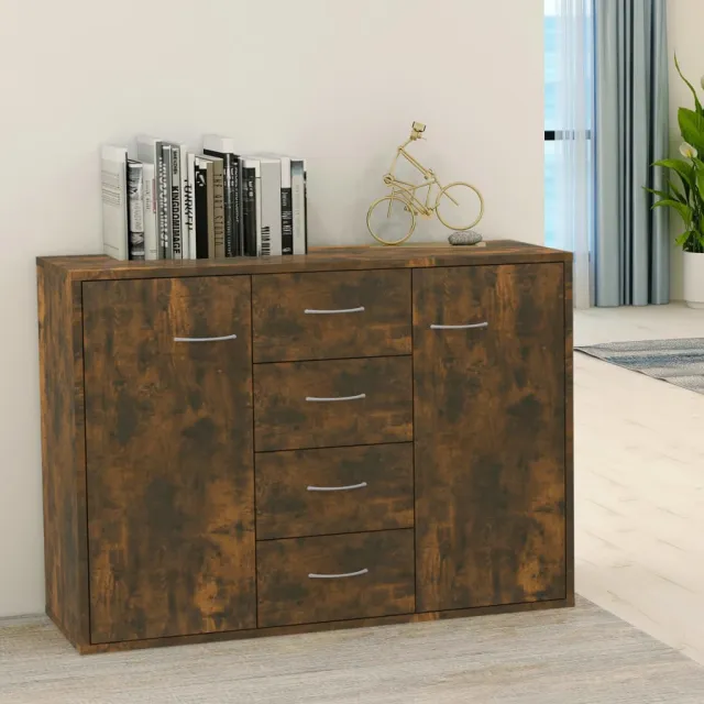 vidaXL Dressoir 88x30x65 cm bewerkt hout gerookt eikenkleurig, foto 2