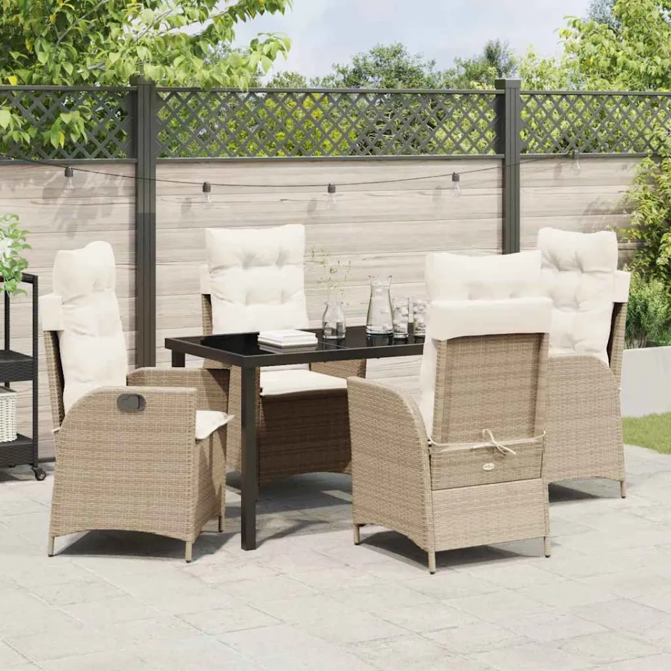 vidaXL Tuin eettafelset 5 st Beige poly rattan, foto 3