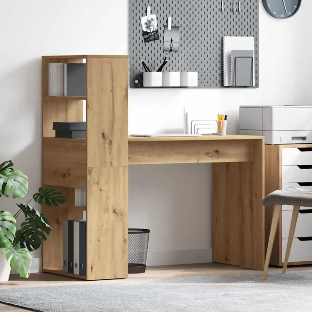 vidaXL Bureau Artisan Eiken 113 x 54 x 120 cm Bewerkt hout, foto 2