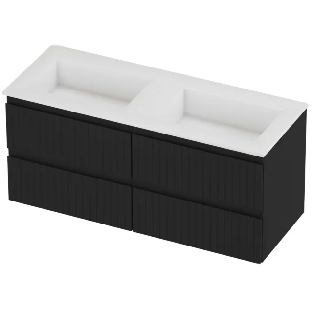 Proline Aristo Badmeubelset Polystone Elegant Zonder Gat 120x46x54 cm Glans Wit Mat Zwart