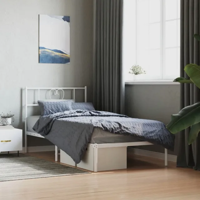 vidaXL Bedframe met hoofdbord metaal wit 90x200 cm