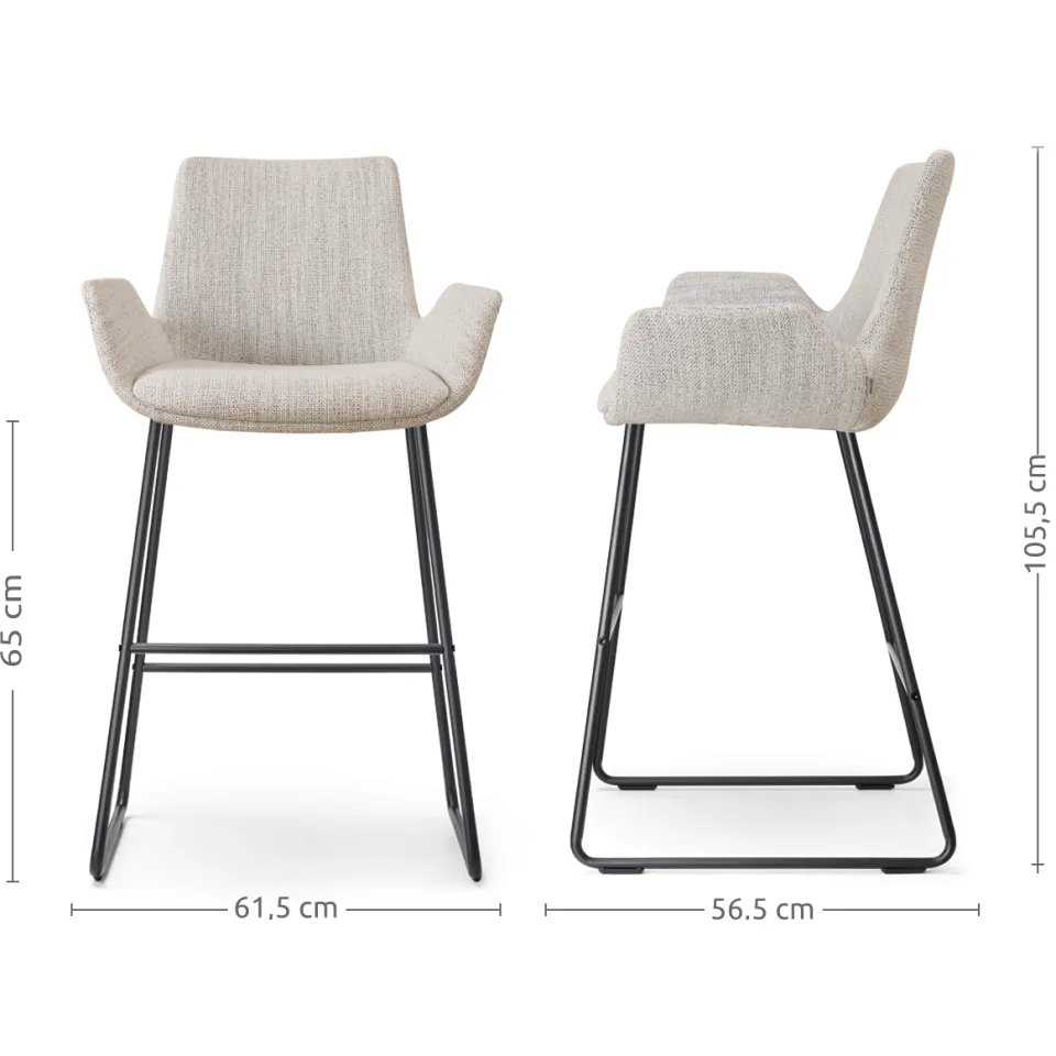 Nolon Nino-Eef barkruk beige gemêleerd - zwart onderstel - 65 cm, foto 3