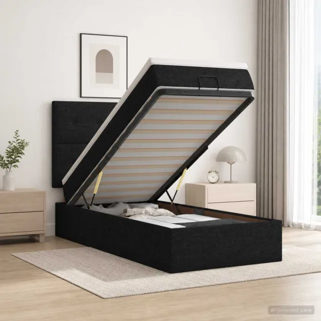 vidaXL Ottoman bed met matras met hoofdeinde Zwart 90 x 190 cm Stof