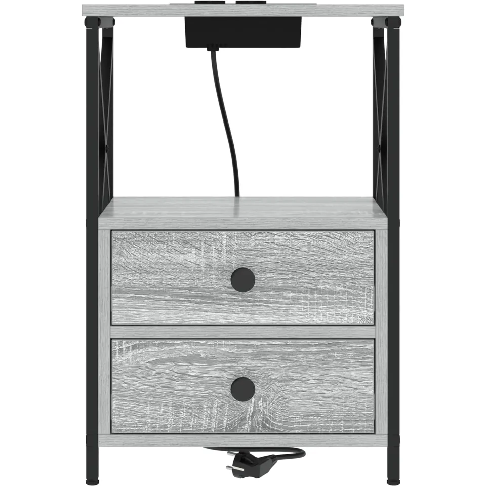 vidaXL Nachtkastje 2 st Grijs Sonoma 40 x 31 x 60 cm Bewerkt hout, foto 3