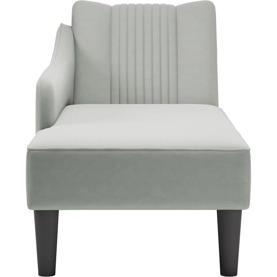 vidaXL Chaise longue met rechterarmleuning fluweel lichtgrijs