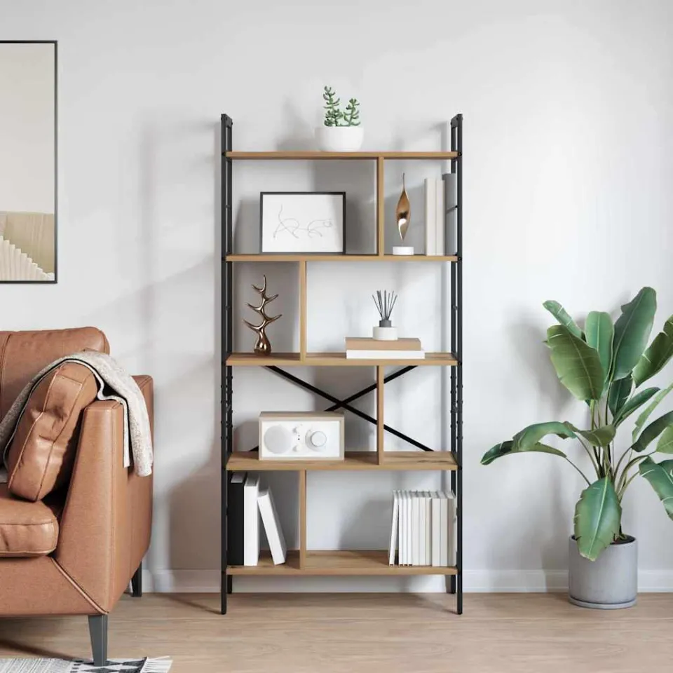 vidaXL Boekenkast 9-laags 75 x 30 x 156 cm Bewerkt hout Artisan Eiken, foto 3