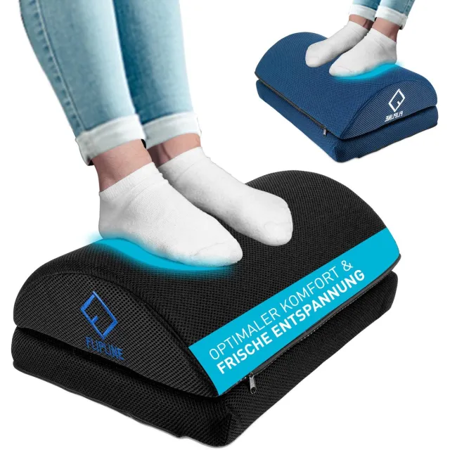 Flipline Voetenbank Bureau Zwart, Afneembare & Wasbare Mesh Hoes, In Hoogte Verstelbare Voetenbank, Antislip Voetenbank Bureau, Voetenbank Kantoor & Thuiskantoor Accessoires, Ergonomische Voetenbank
