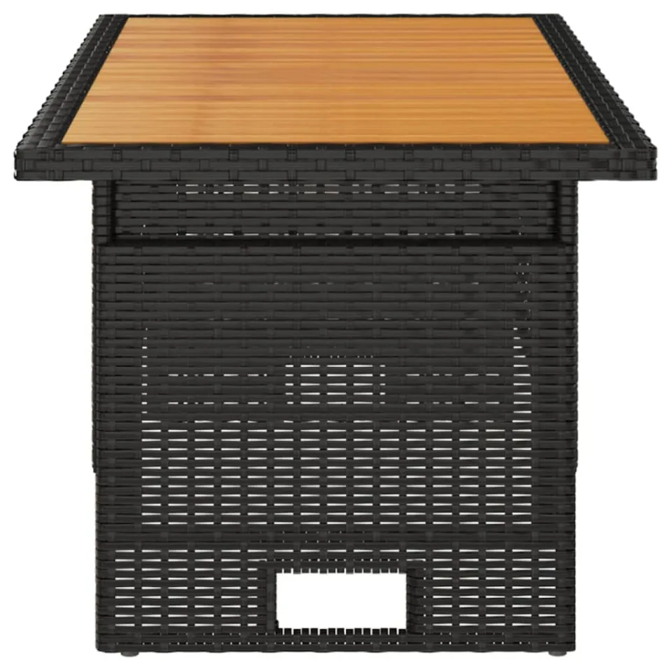 vidaXL Tuintafel 100x50x43/63 cm acaciahout en poly rattan zwart, foto 4