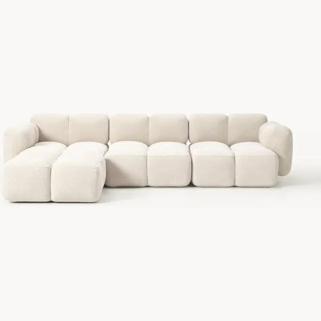 Westwing Collection Modulaire bank Tayla (4-zits) met poef (links/rechts) Beige