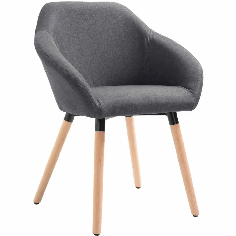 vidaXL Eetkamerstoelen 4 st stof donkergrijs