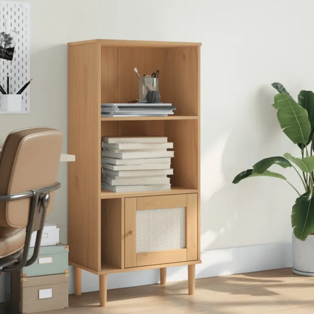 vidaXL Boekenkast SENJA rattan-look 60x35x130 cm grenenhout bruin, foto 2