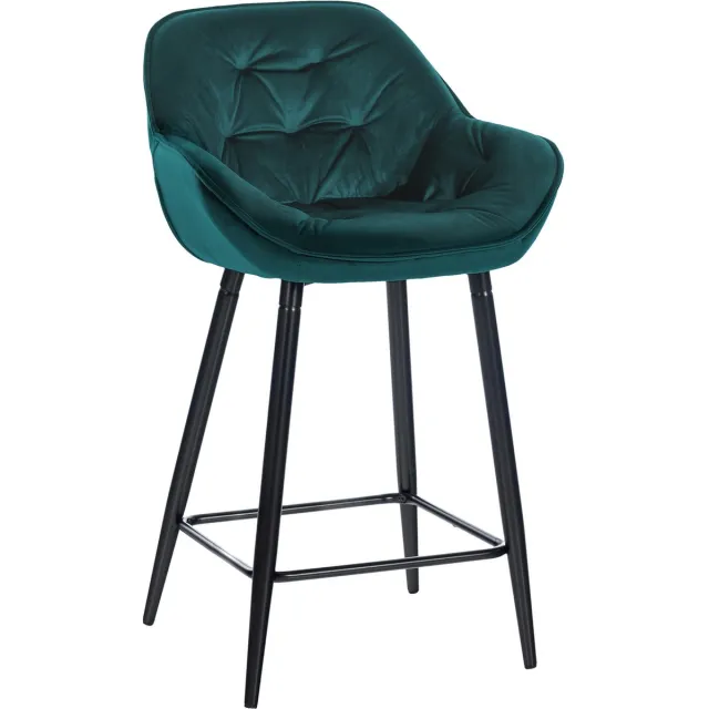 CLP Gibson 76 Barkruk - Met armleuning - Met rugleuning - Fluweel - Velvet - donkergroen