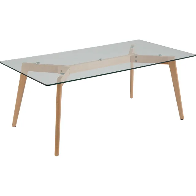 Beliani HUDSON - Salontafel - Lichte houtkleur - Glas Transparant