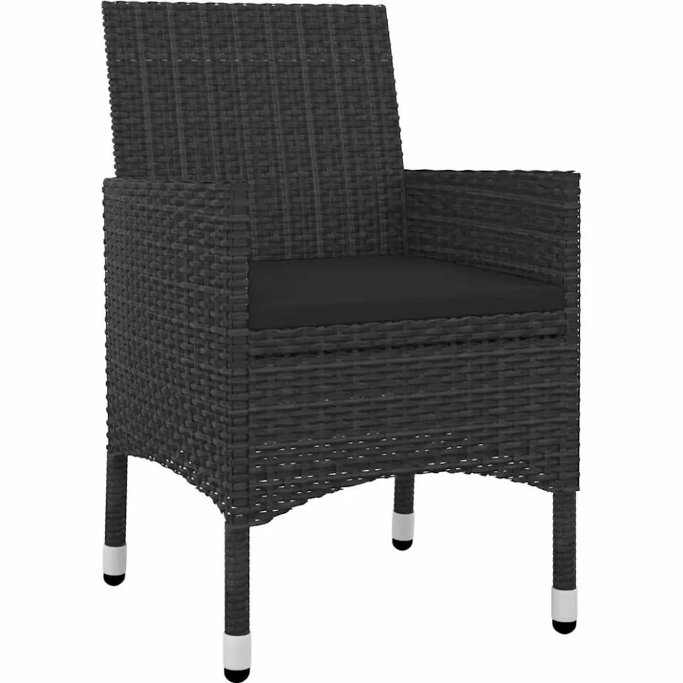 vidaXL 3-delige Tuinset met kussens poly rattan en glas Zwart