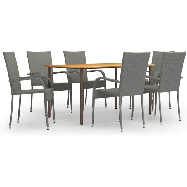 vidaXL 7-delige Tuinset poly rattan grijs, foto 2