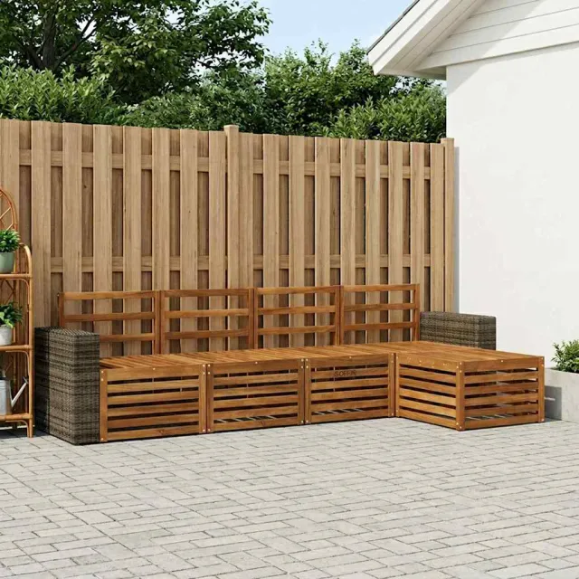 vidaXL Buiten bankenset 5 st 5-zits Naturel Massief Acaciahout Bruin