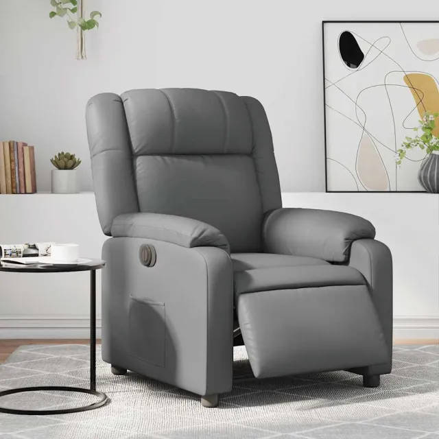 vidaXL Fauteuil verstelbaar elektrisch kunstleer grijs