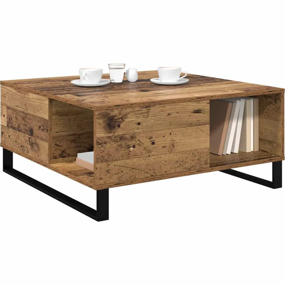 vidaXL Salontafel Oud Hout 80 x 80 x 36,5 cm Bewerkt hout Bruin