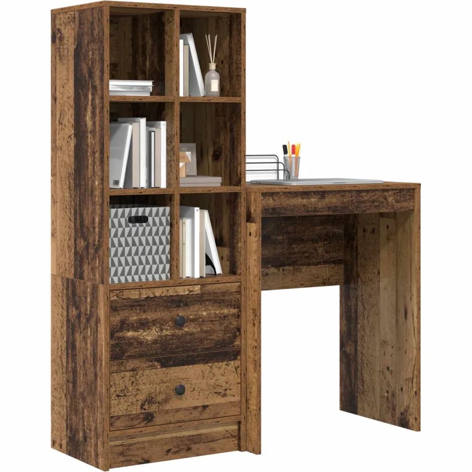 vidaXL Bureau Oudhout 105,5 x 34 x 127 cm 2 st Bruin