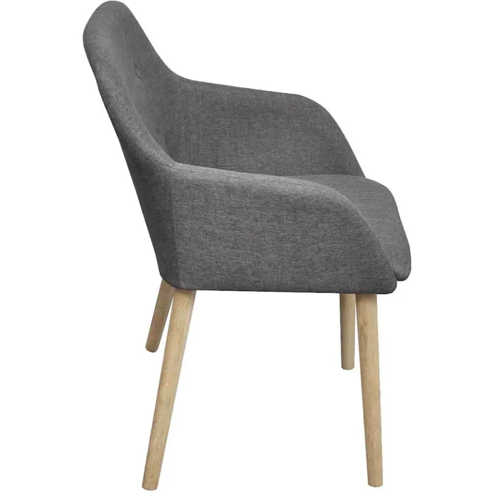 vidaXL Eetkamerstoelen 6 st stof en massief eikenhout lichtgrijs, foto 4