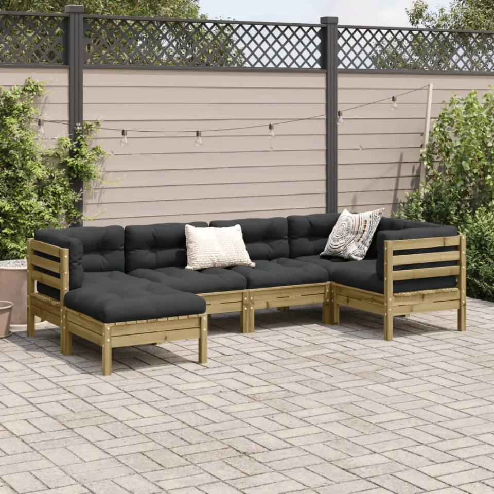 vidaXL 6-delige Loungeset met kussens geïmpregneerd grenenhout bruin, foto 2