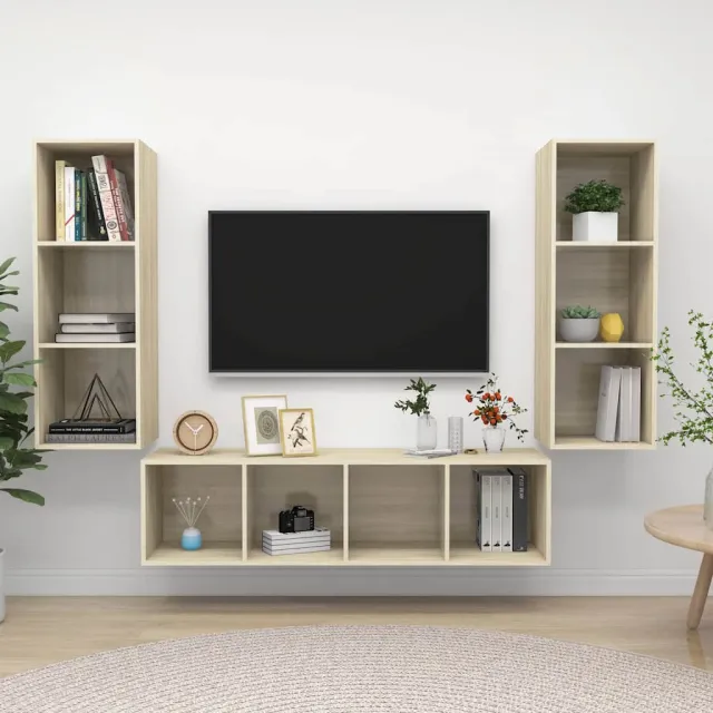 vidaXL 3-delige Tv-meubelset bewerkt hout sonoma eikenkleurig, foto 2