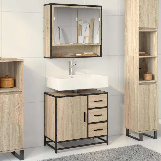 vidaXL Wastafelkast 65x33x60 cm bewerkt hout sonoma eikenkleurig, foto 2