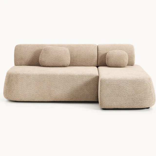 Westwing Collection Hoekbank Pao (2-zits) van teddy-bouclé beige