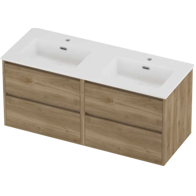 Proline Tribute Badmeubelset Porselein Elegant 4 Laden 120x46x54 cm Glans Wit Cider Oak Eiken