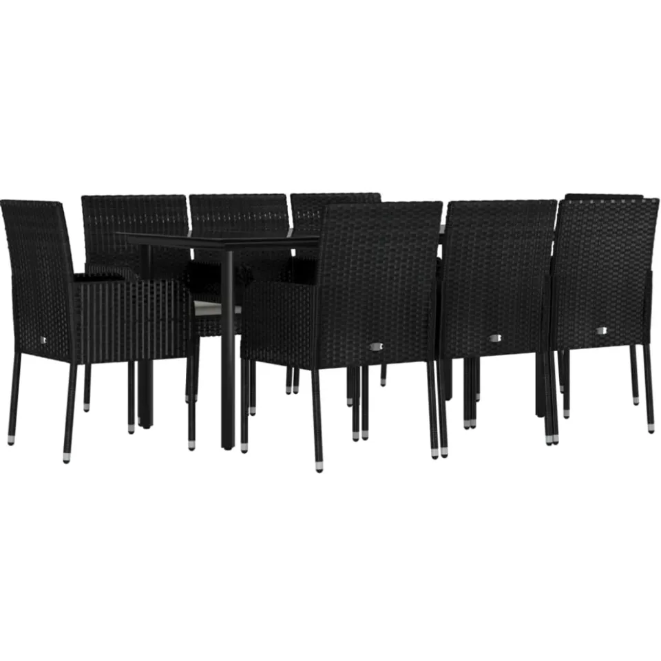 vidaXL 9-delige Tuinset poly rattan zwart, foto 3