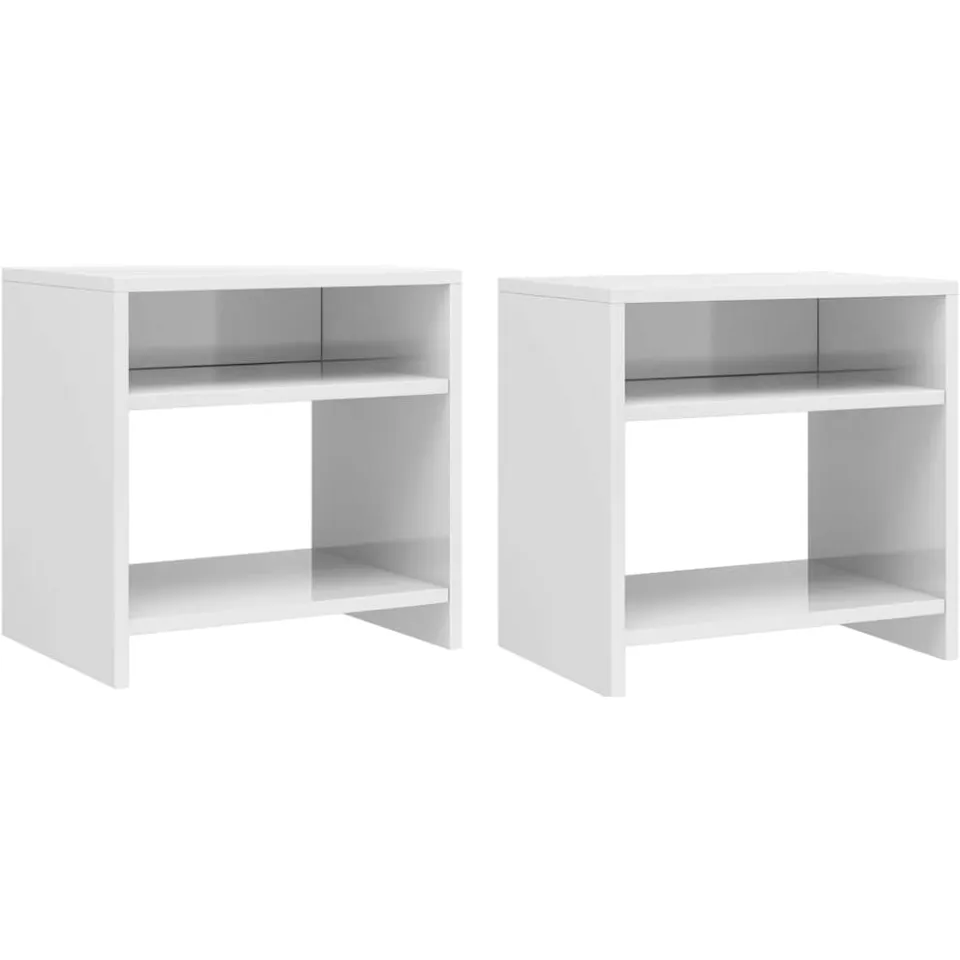 vidaXL Nachtkastjes 2 st 40x30x40 cm bewerkt hout wit, foto 3