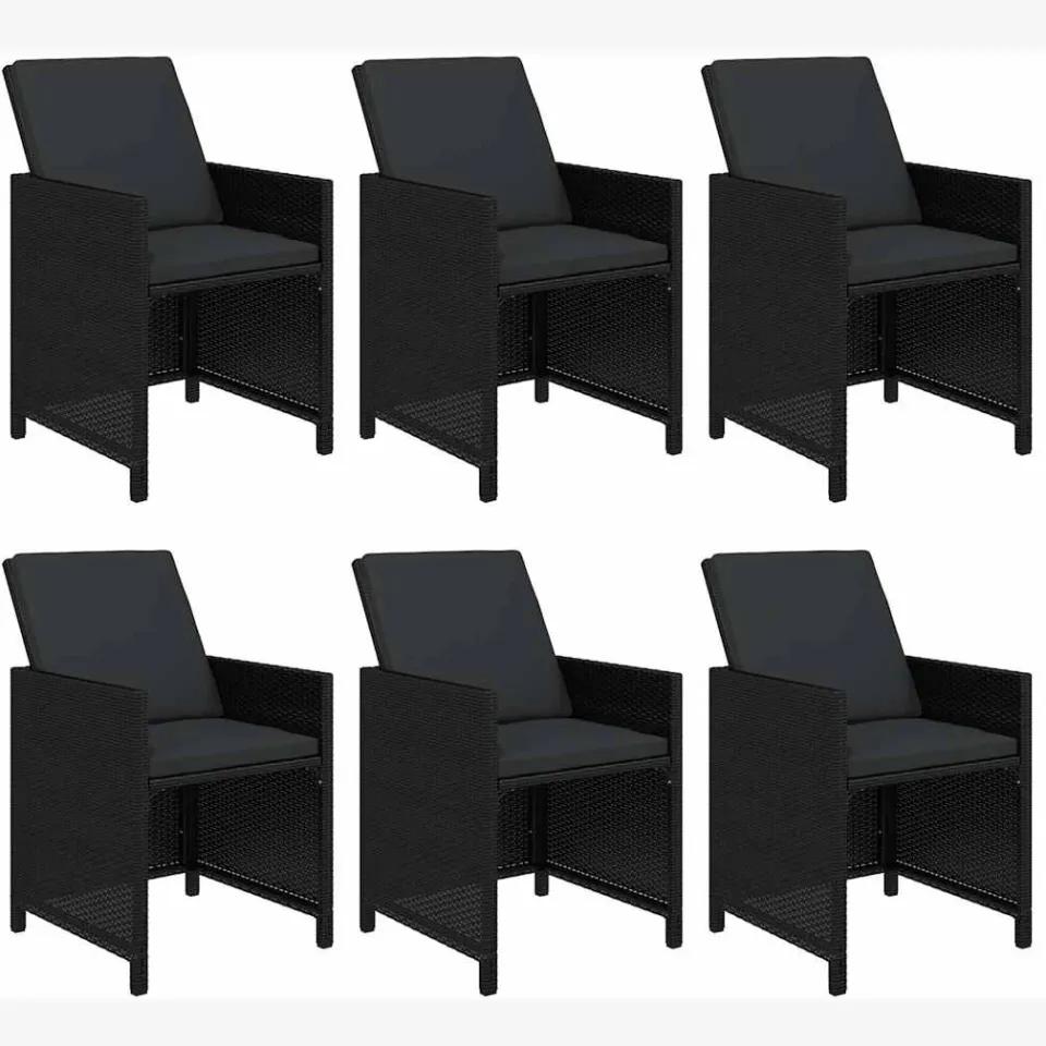 vidaXL 7-delige Tuinset met kussens poly rattan zwart, foto 3