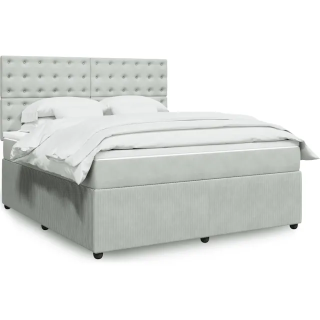 vidaXL Boxspring met matras fluweel lichtgrijs 180x200 cm grijs