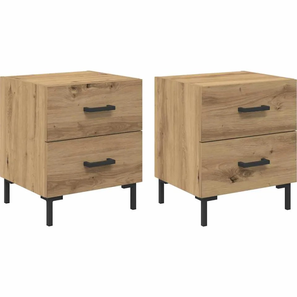 vidaXL Nachtkastje 2 st Artisan Eiken 40 x 35 x 47,5 cm Bewerkt hout, foto 3