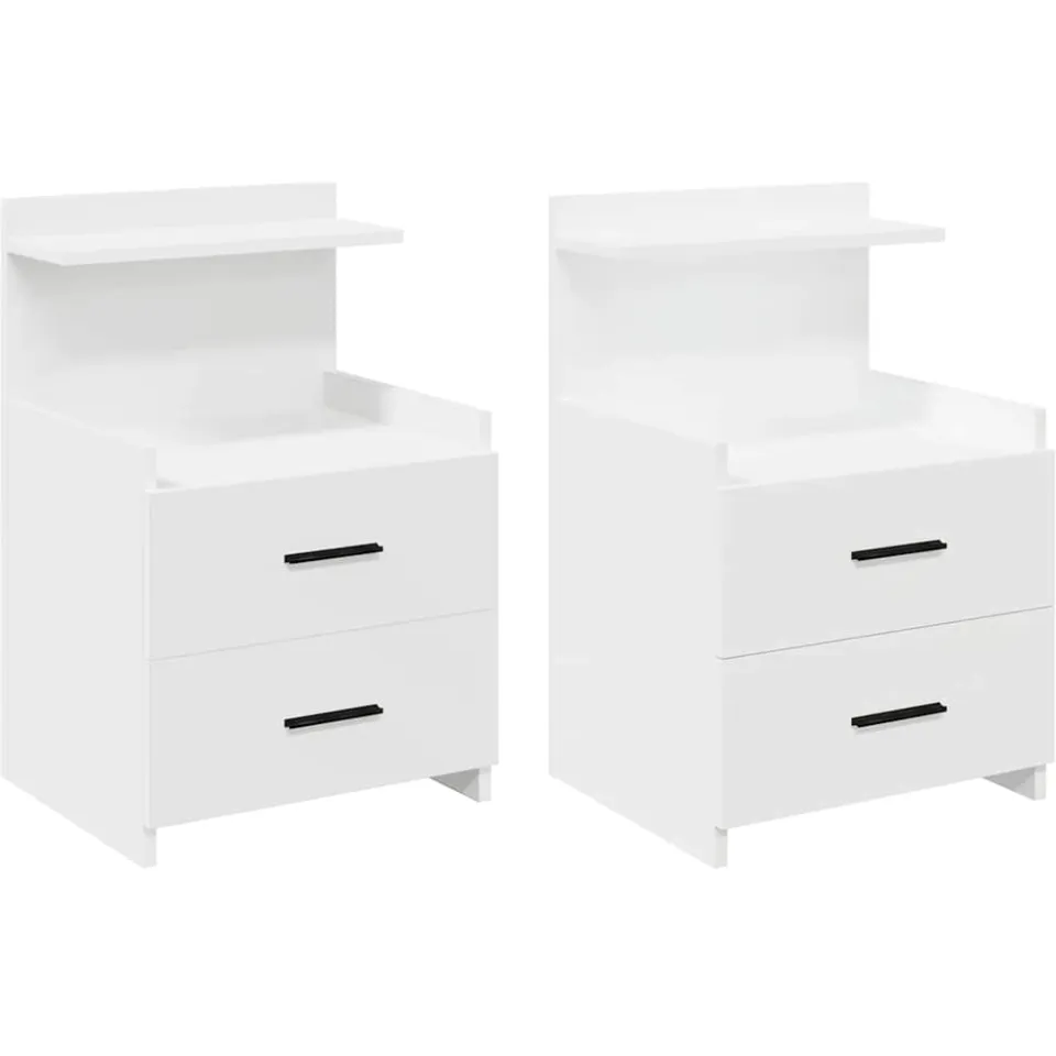 vidaXL Nachtkastjes 2 st met 2 lades wit 40x36,5x62 cm, foto 3