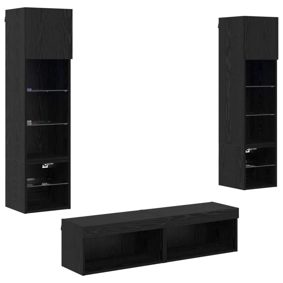 vidaXL TV-wandmeubel 6 st Zwart Eiken Bewerkt hout, foto 3