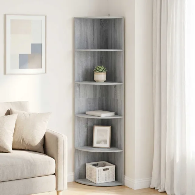 vidaXL Hoekplank 5-laags 41,5 x 41,5 x 178 cm Bewerkt hout grijs, foto 2