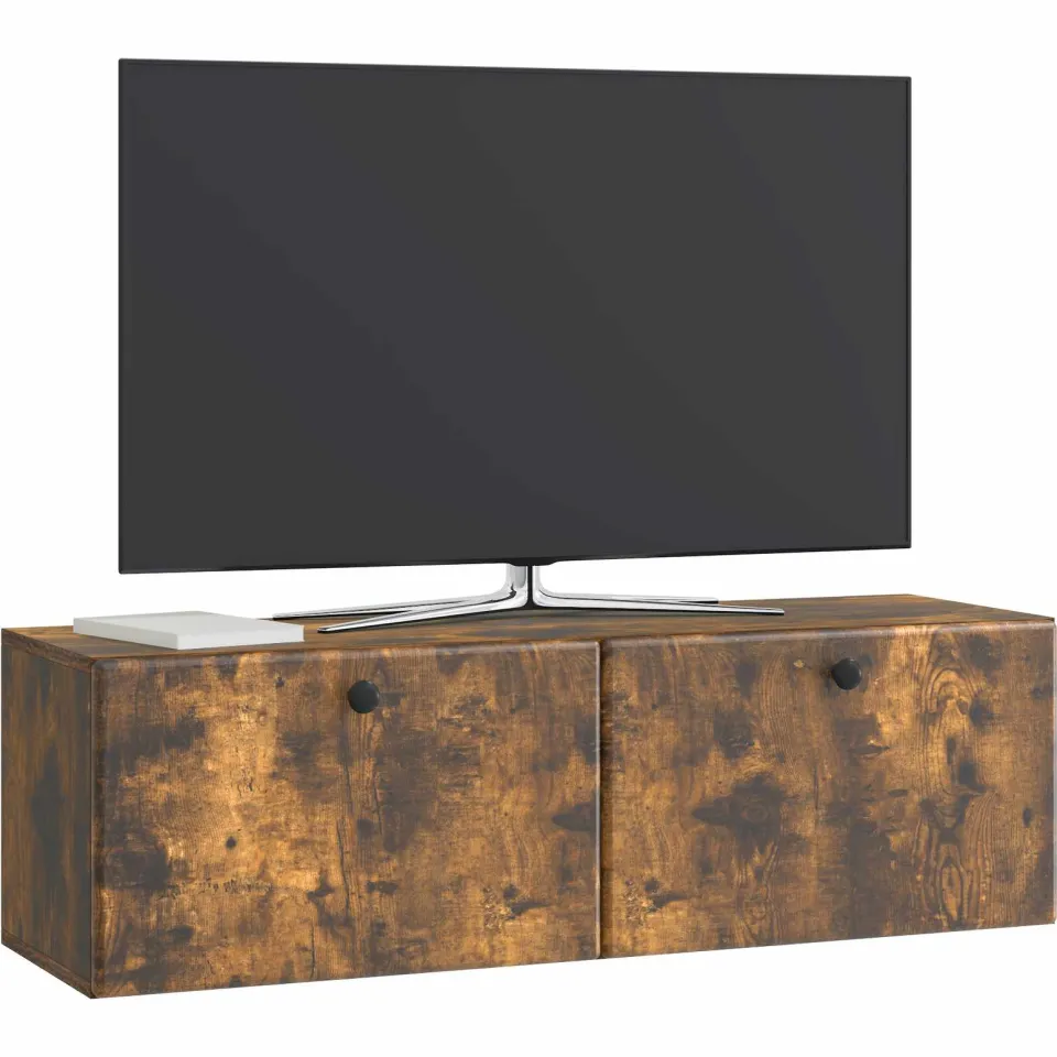 vidaXL Wandbeugel TV-kast 98 x 31 x 30 cm Gerookt eiken Bewerkt hout, foto 3