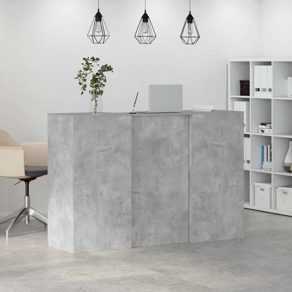 vidaXL Receptiebalie 155x50x103,5 cm bewerkt hout betongrijs grijs, foto 4