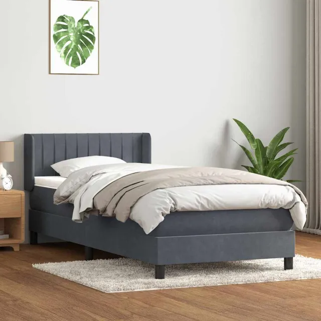 vidaXL Boxspring met matras fluweel donkergrijs 80x220 cm grijs