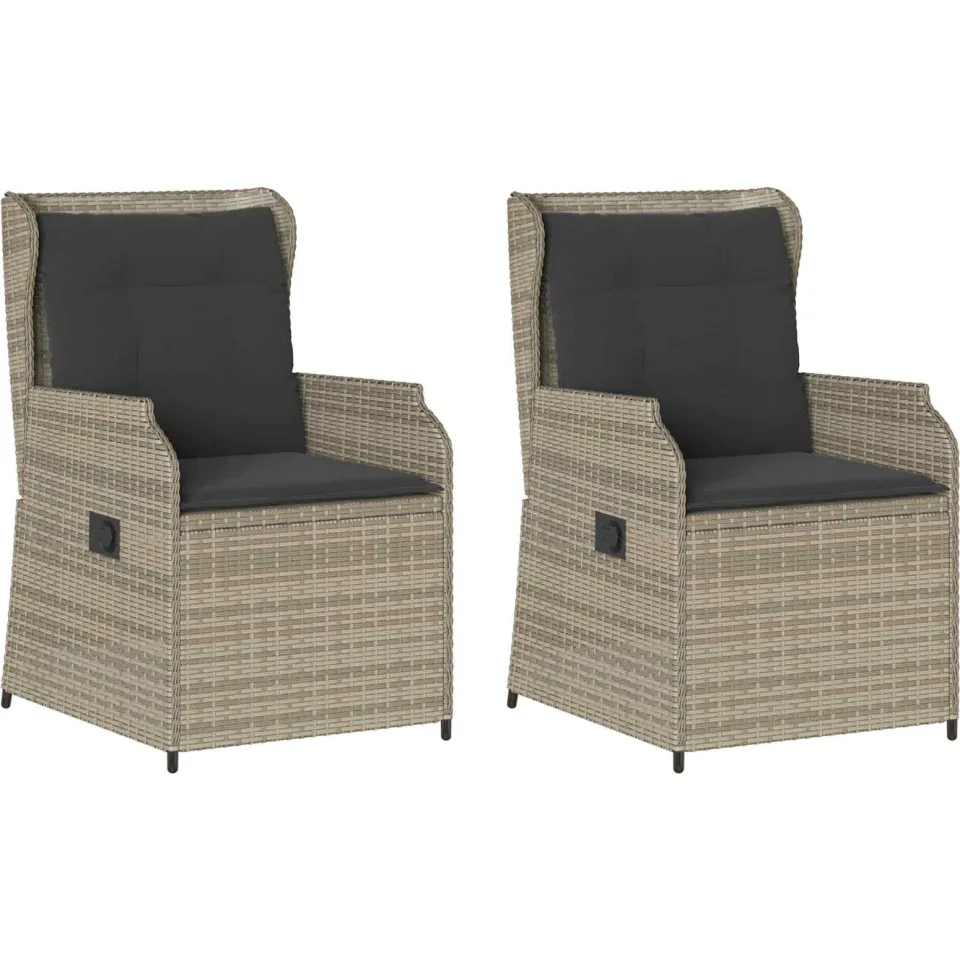 vidaXL Tuinbank 2 st Lichtgrijs poly rattan