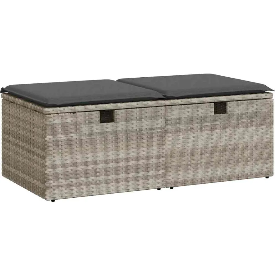 vidaXL 2-delige Loungeset met kussens poly rattan acacia lichtgrijs