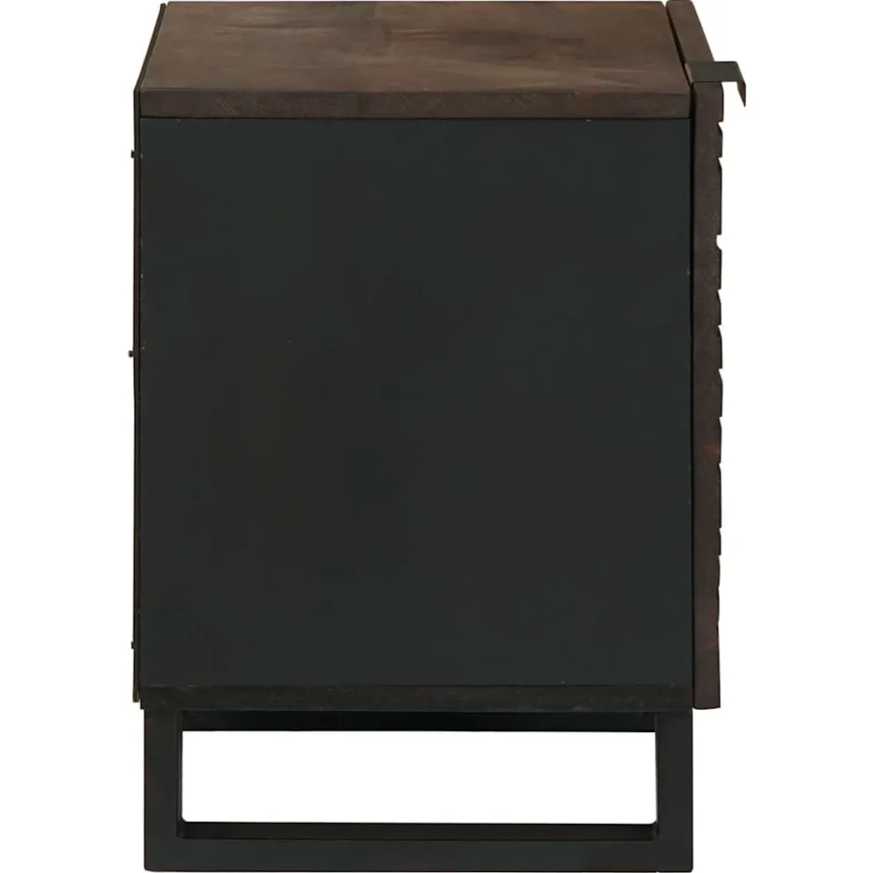 vidaXL Nachtkastje Walnotenhout 40 x 33 x 46 cm Bewerkt hout bruin, foto 4